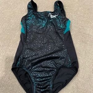 Teal shimmer GK girls leotard